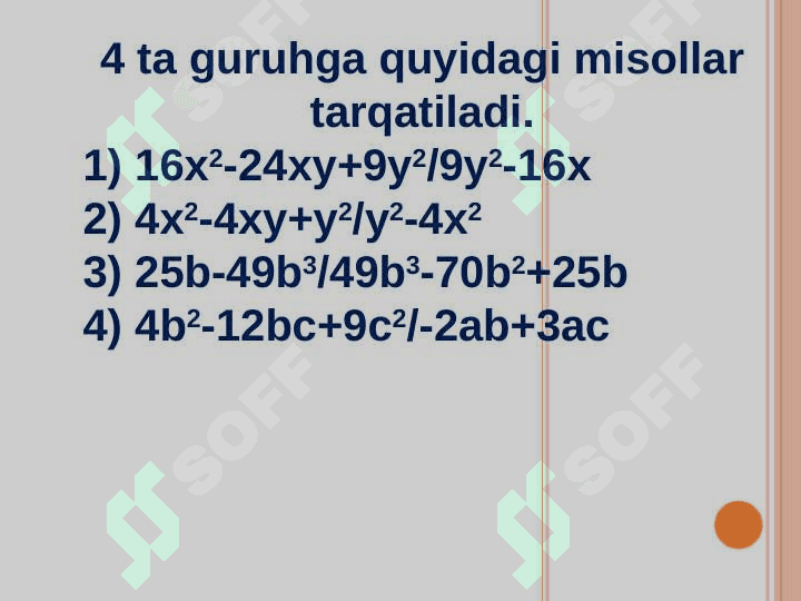 Algebraik kasrlarni umumiy maxrajga keltirish 8