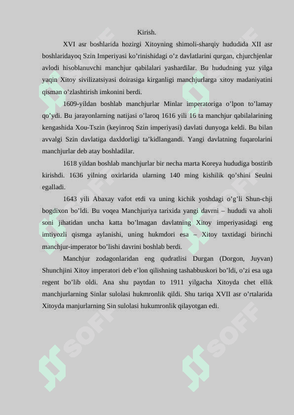 XVII asrning o’rtasida – XX asrning boshida Xitoy 2