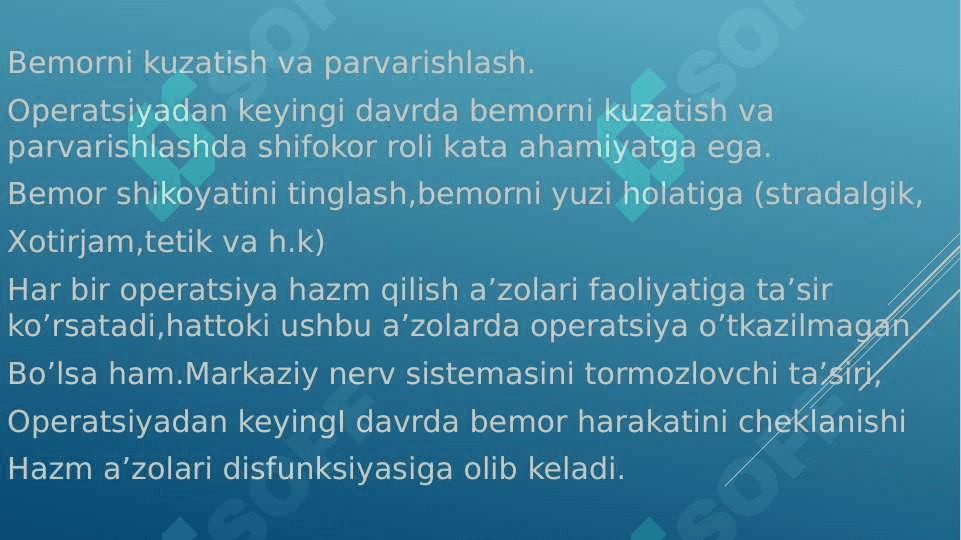 BEMOR BOLALARNI OPERATSIYADAN SO’NGGI DAVRDA PARVARISH QILISH QOIDALARI 8