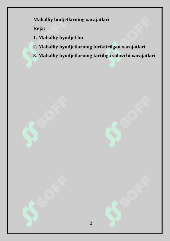 Mahalliy budjetlarning xarajatlari 2