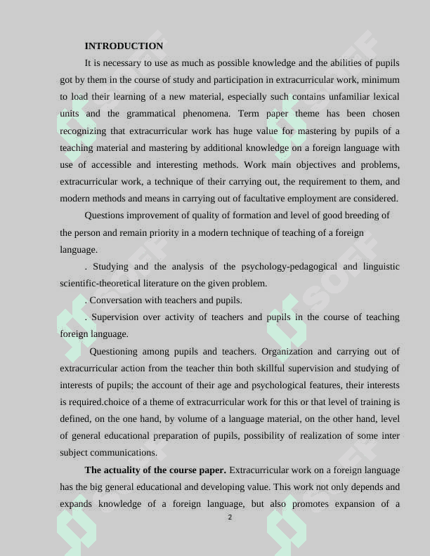 The role of extracurricular works in foreign language at school 2