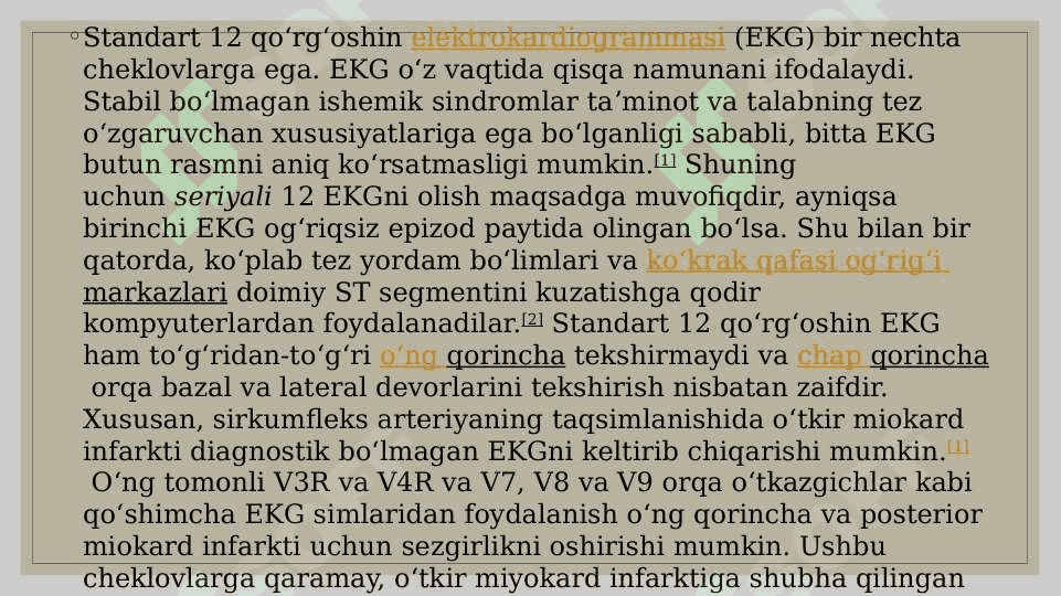 KORONAR QON AYLANISHI. MIOKARD INFARKTIDA EKG 7