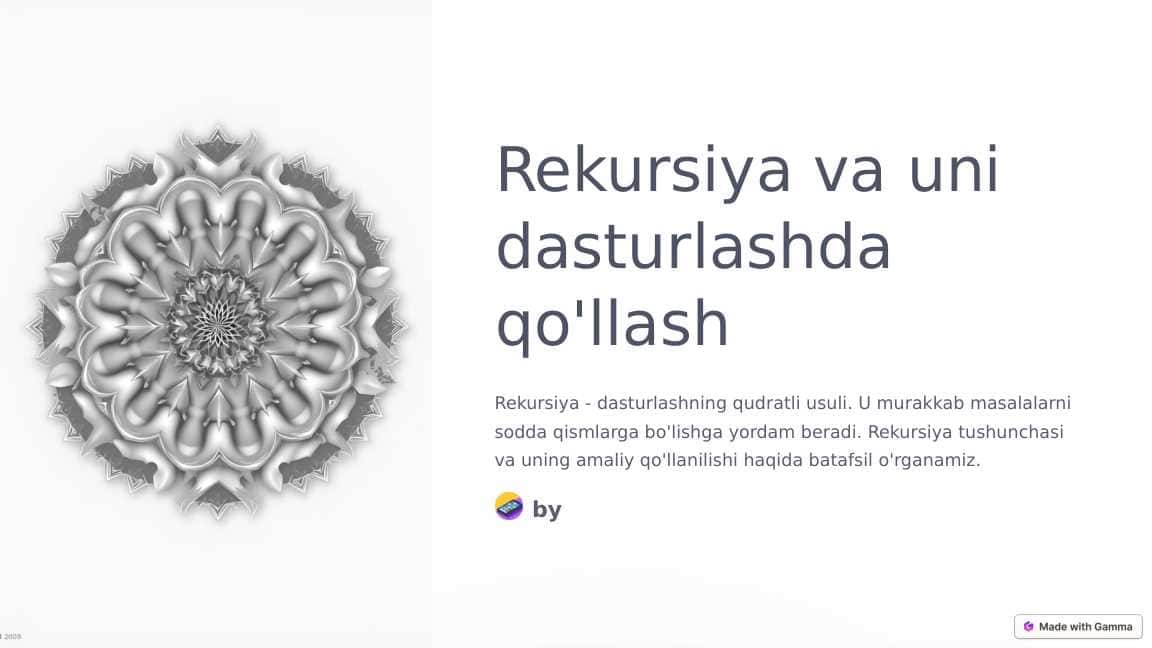 Rekursiya va uni dasturlashda qo'llash