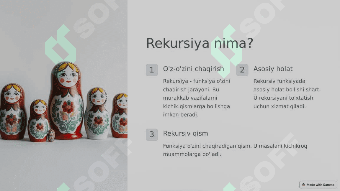 Rekursiya va uni dasturlashda qo'llash 2