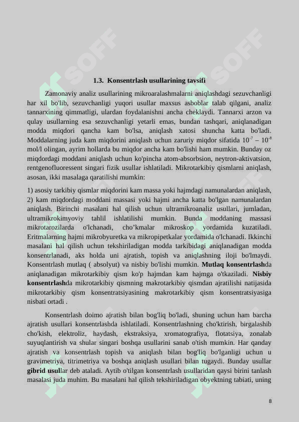 Ajratish va aniqlash (sifat analizi) metodlari 8