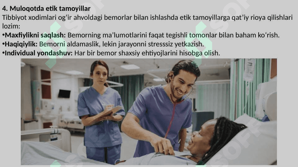 OG’IR VA O’LAYOTGAN BEMORLAR BILAN MULOQOTNING O’ZIGA XOSLIGI 7