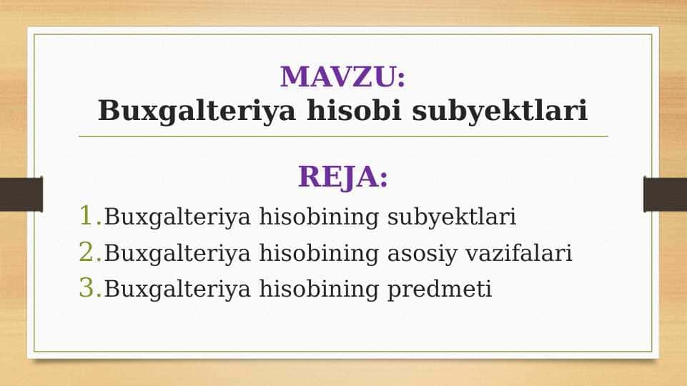 Buxgalteriya hisobi subyektlari