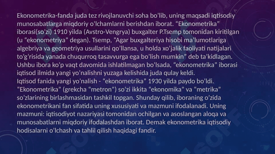 Ekonometrikaga kirish" fani predmeti 2