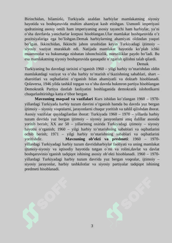Turkiya XX asrning 60-70- yillaridagi harbiy tuzum davrida 3