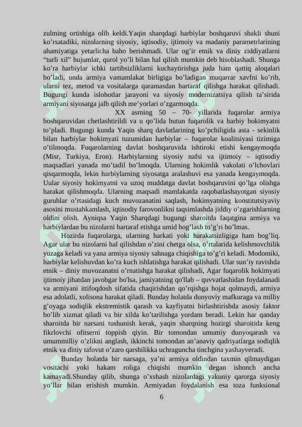 Turkiya XX asrning 60-70- yillaridagi harbiy tuzum davrida 6