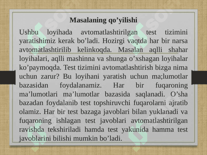 Avtomatlashtirilgan test dasturiy ta’minot 5