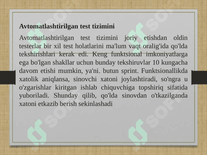 Avtomatlashtirilgan test dasturiy ta’minot 6