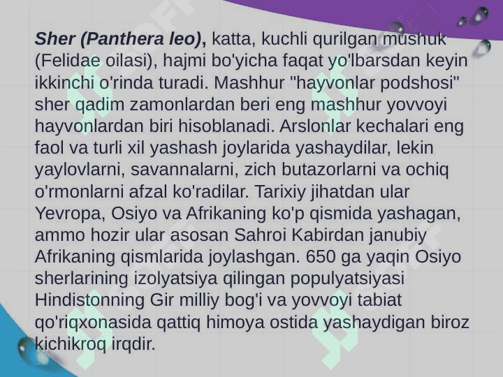 Mushuksimonlar hayot kechirishi va tarqalishi. 6