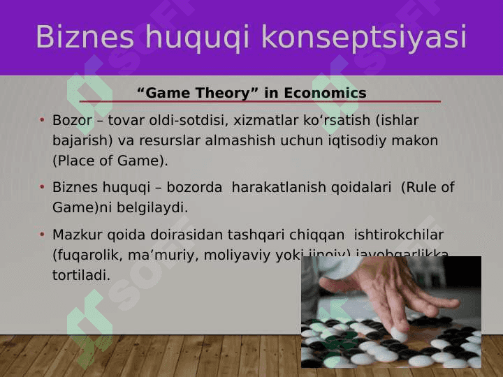 Biznes huquqiy munosabat tushunchasi, belgilari va tarkibiy qismlari 2