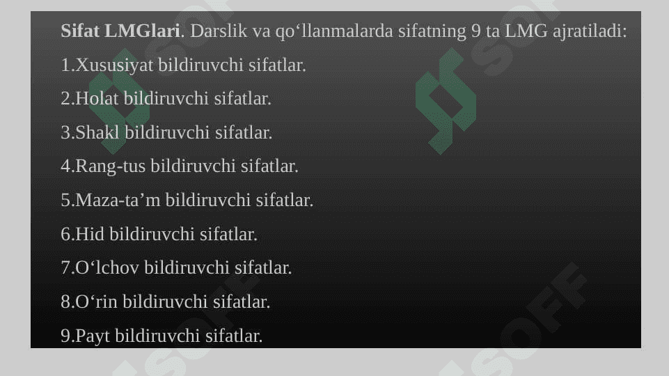 Belgi bildiruvchi mustaqil soʻzlar turkumlari 4