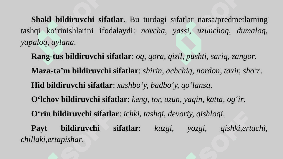 Belgi bildiruvchi mustaqil soʻzlar turkumlari 7