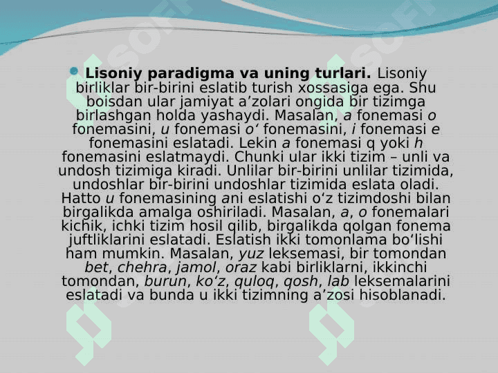 Lisoniy paradigma va lisoniy tasnif 3