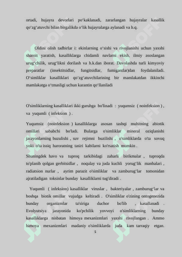 O'simliklarning  patogen organizmlarga chidamliligi fiziologik xossalari 5