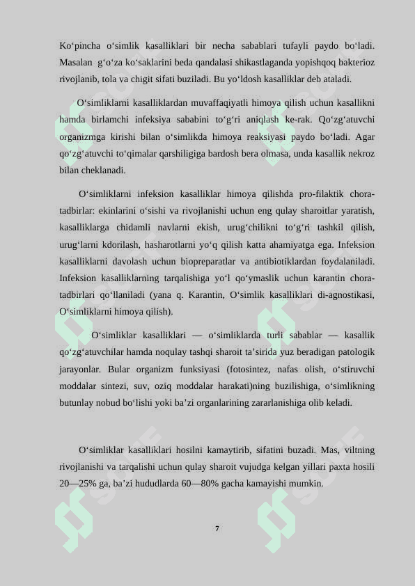 O'simliklarning  patogen organizmlarga chidamliligi fiziologik xossalari 7