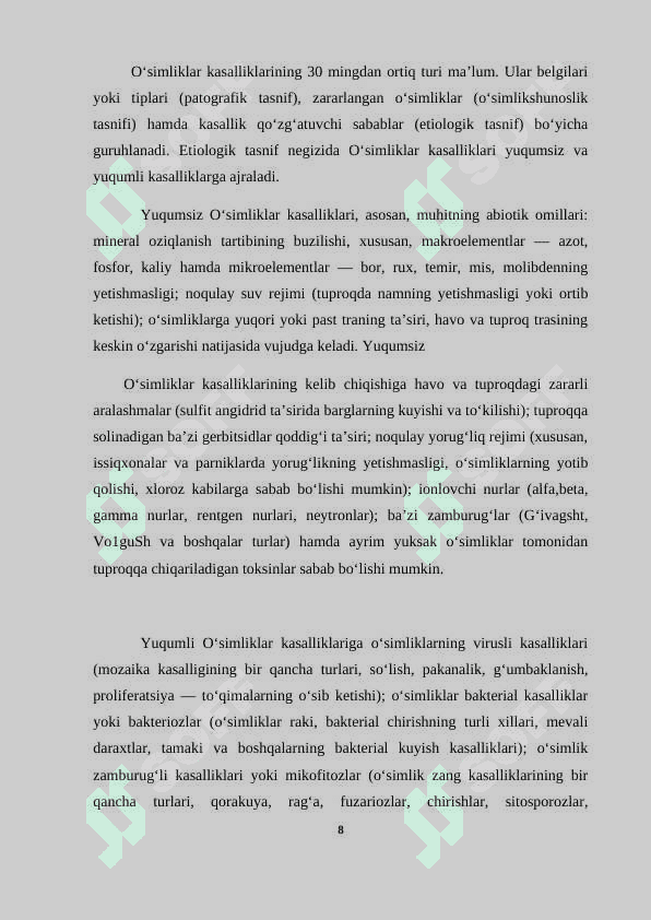 O'simliklarning  patogen organizmlarga chidamliligi fiziologik xossalari 8