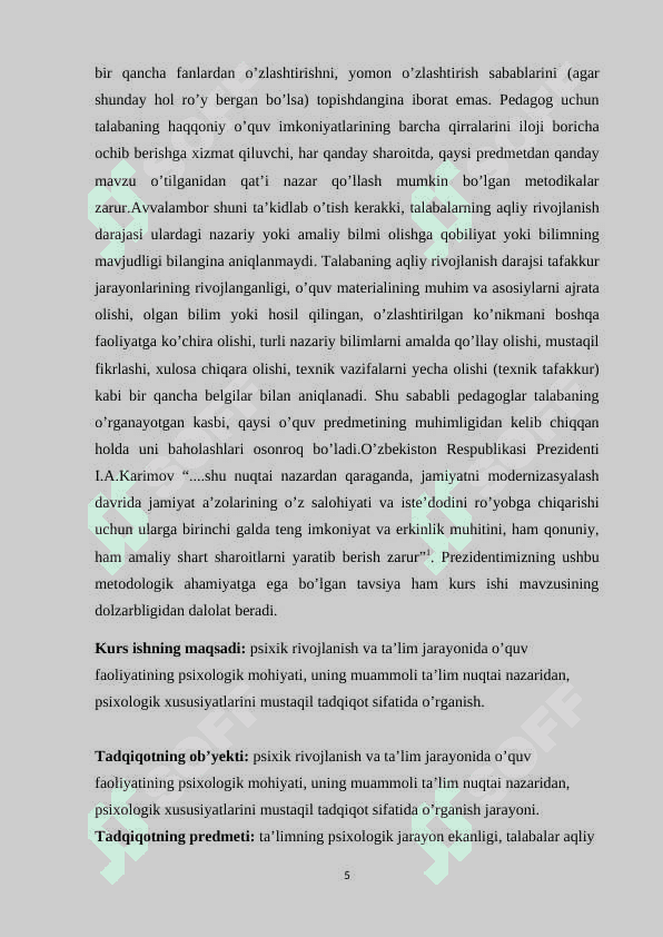 PSIXIK TARAQQIYOT VA TA’LIMNING O’ZARO MUNOSABATLARI 5