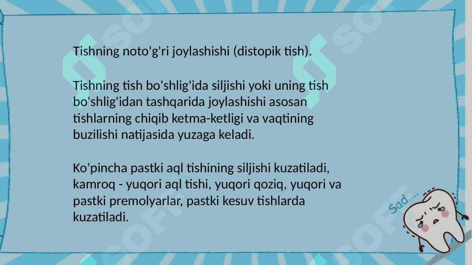 Tishlar joylashishi  va chiqish anomaliyalari 2
