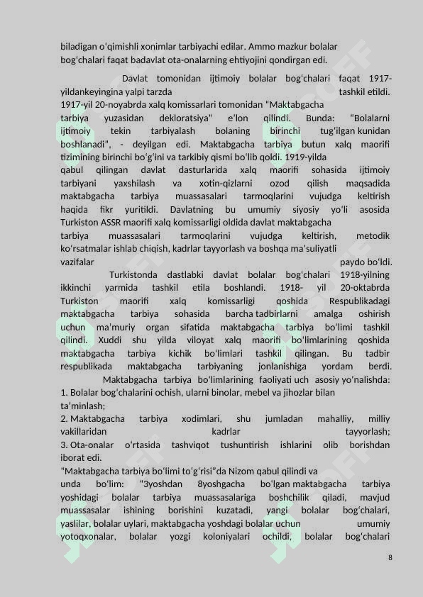 O’zbekistonda maktabgacha tali’mni vujudga kelishi 8