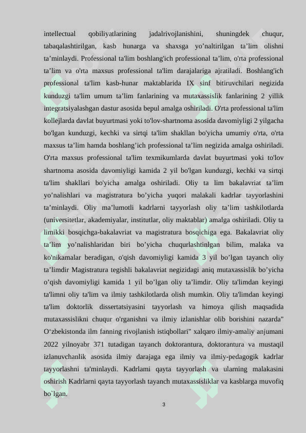O’zbekiston Respublikasining “Maktabgacha ta’lim va tarbiya to’g’risidagi qonuni” 3