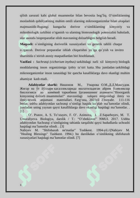 Sachratqi (cichorium inytbus) o’simligining genetik tahlili 3