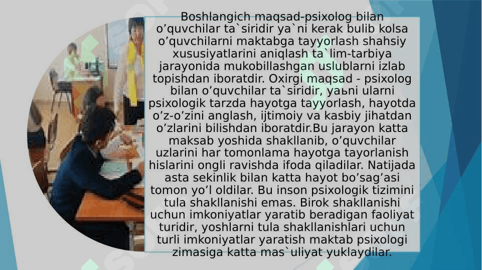Maktab psixologining asosiy faoliyat turi 3