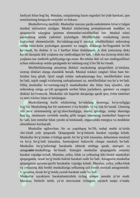 Muskullar, ularning umumiy tuzilishi va yosh xususiyatlari 3
