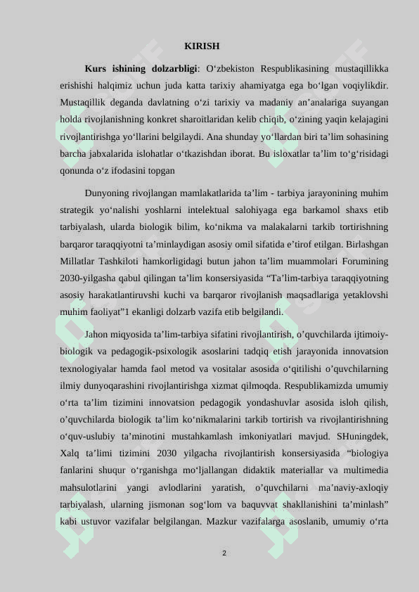 Biologiyadan olimpiada oʻtkazish metodikasi 2