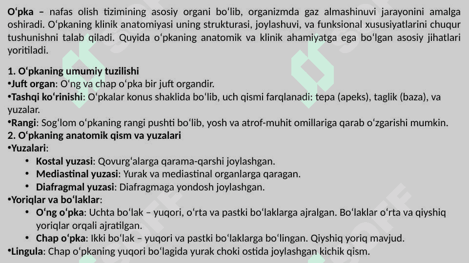 O’PKA KLINIK ANATOMIYASI 2
