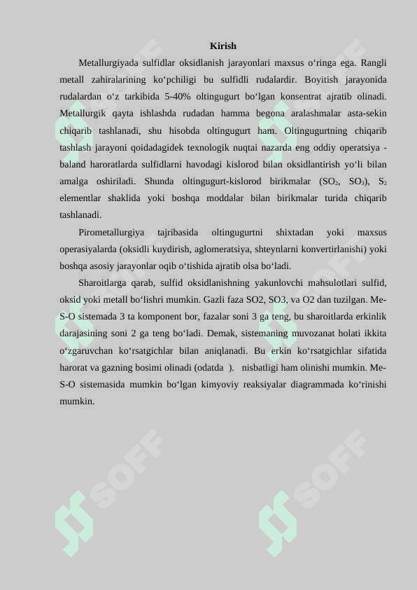 Sulfidlarni oksidlanishi, sulfid va oksidlarni ozaro tasiri termodinamikasi 3