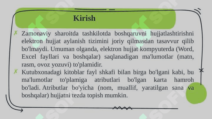 Tashkilotlarda elektron xujjatlarni shakillantirish bosqichlari 3