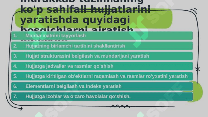 Tashkilotlarda elektron xujjatlarni shakillantirish bosqichlari 7