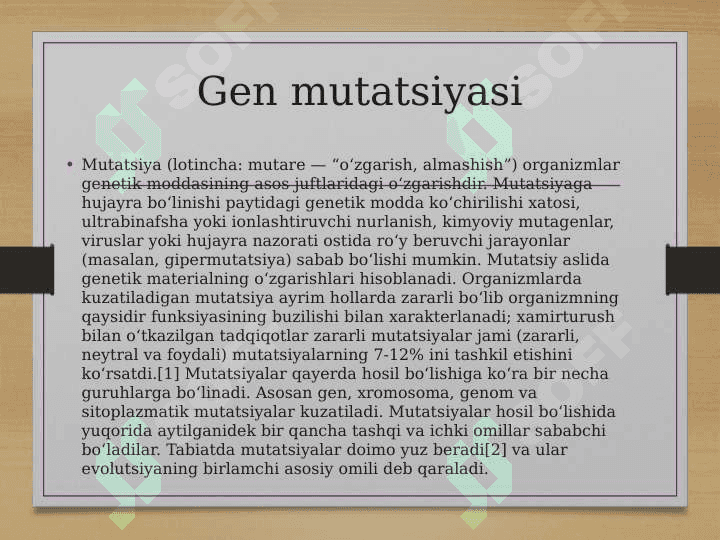 Gen, genom va xromosoma mutatsiyasi 2