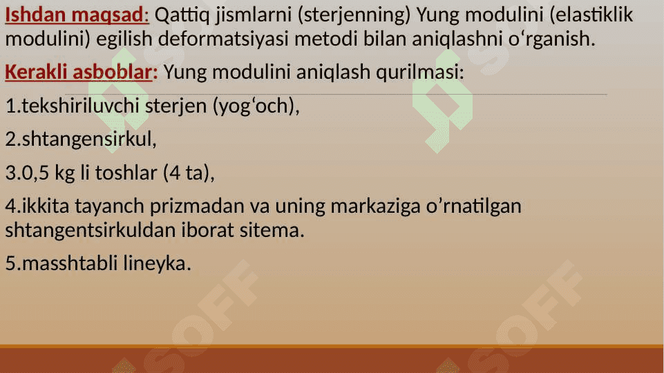Qattiq jismlarning va biologik to’qimalarning Yung modulini aniqlash 2
