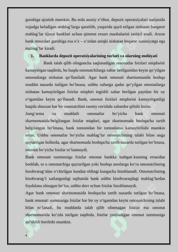 Banklarning depozit operatsiyalarini buxgalteriya hisobi 4
