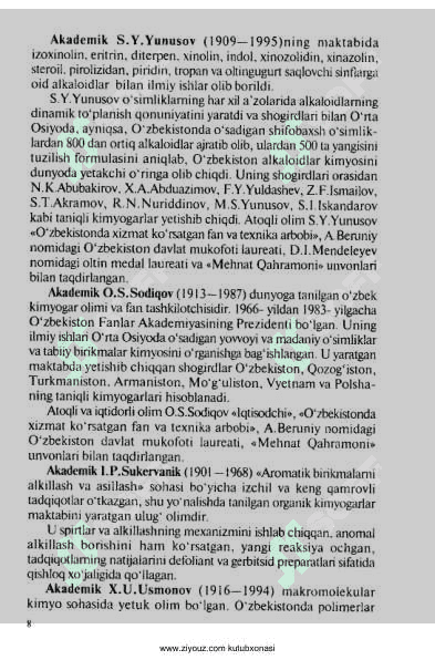 Organik kimyo Abdusamatov 8