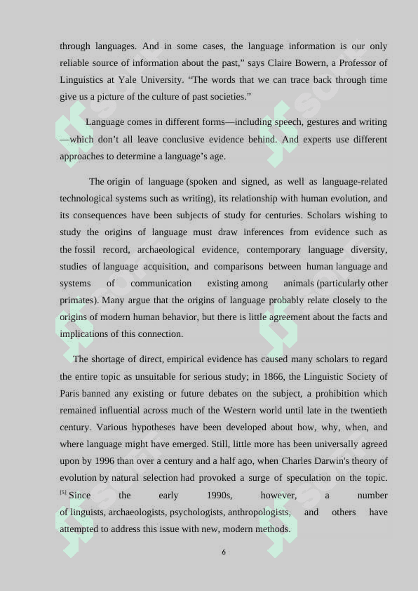 Language history as a way of understanding the origin of language 6