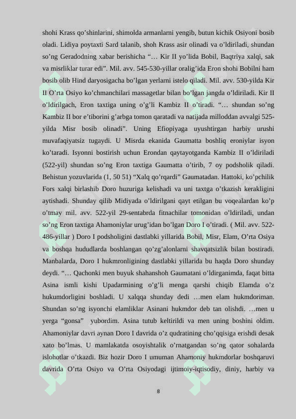 O‘rta Osiyo satrapliklarida boshqaruv tizimi 8