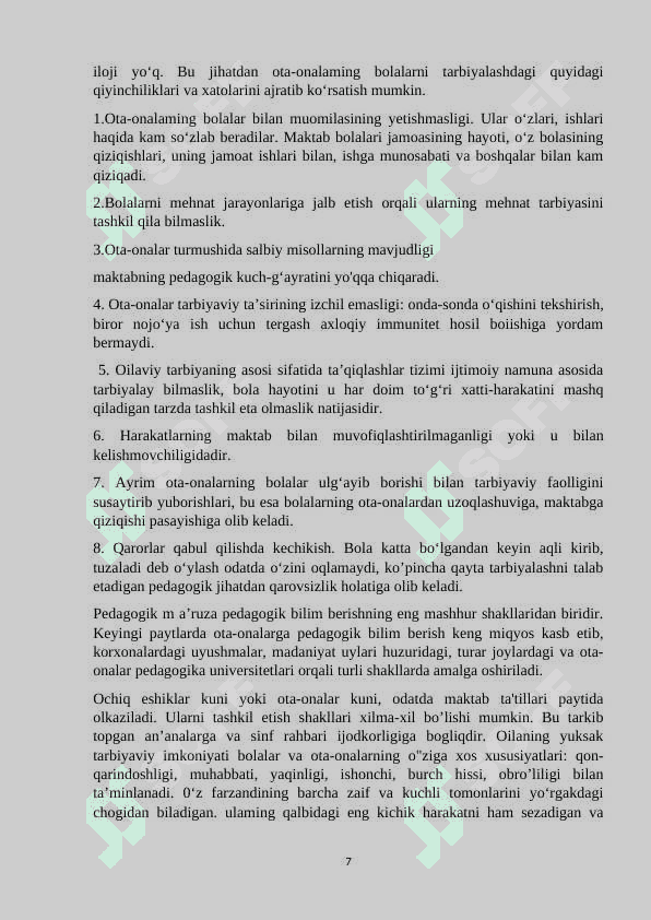 Sinf rahbari faoliyatini tashkil etish va boshqarish metodikasi 7