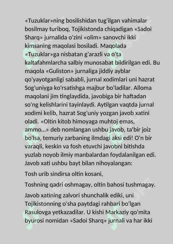 Amir Temurning odob axloq to'g'risidagi o'g'itlari 8