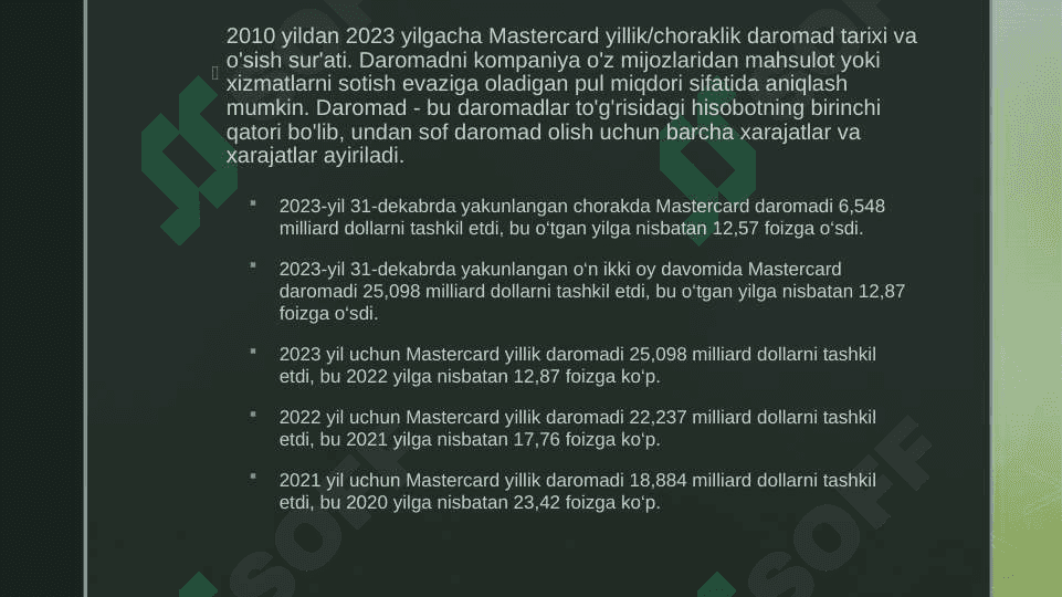 MasterCard moliyaviy natijalari 3