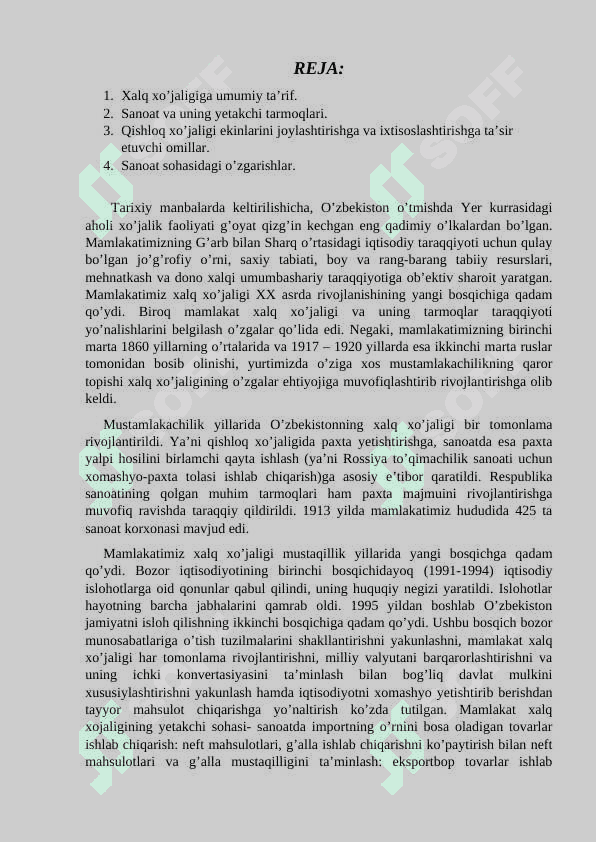 Qishloq xo'jaligi va sanoat sohasidagi o'zgarishlar. 2