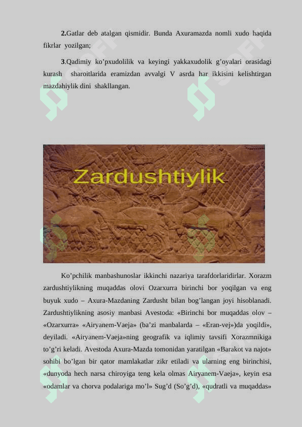 Zardushtiylik dini. Zardushtiylikda tabiatning ulug’lanishi 6