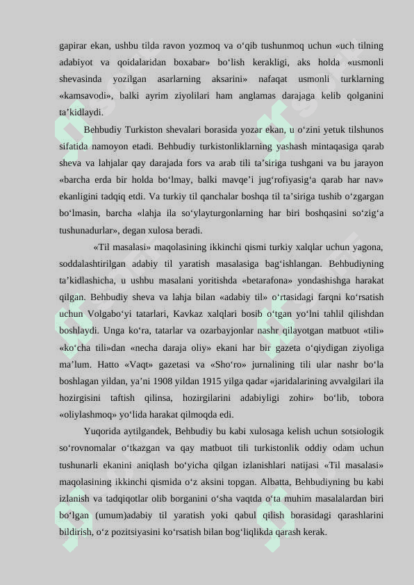 Behbudiyning tilshunoslik sohasiga oid faoliyati 6