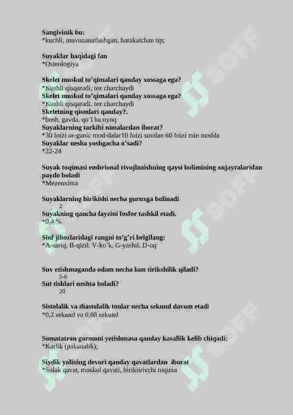 fiziologiya test. 200 ta savolga javob 3