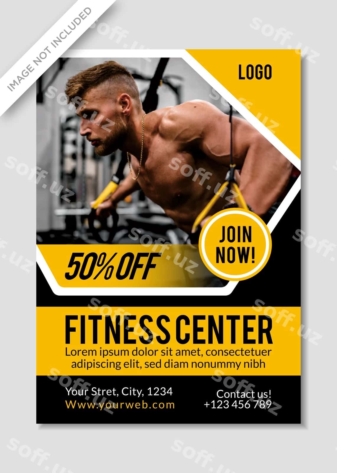 Fitnes flyer vektor shabloni | Flyer fitness vector template 1